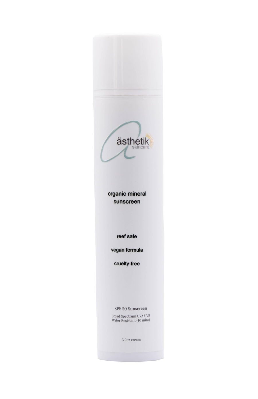 Organic tinted mineral sunscreen SPF 50 by ästhetik skincare. Natural, plant-based formula for radiant, protected skin.