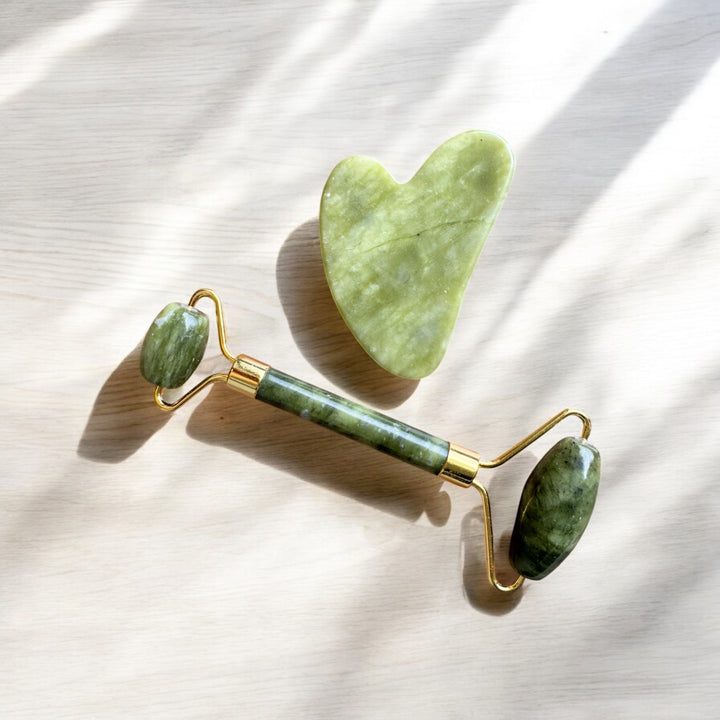 gua sha and jade roller set | facial tools