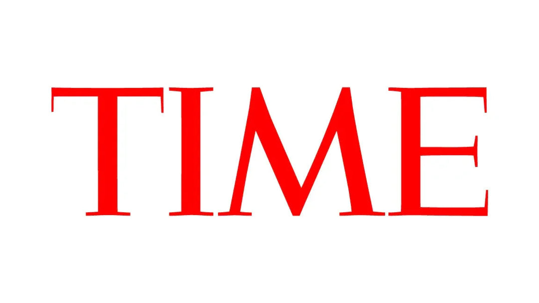 The word TIME written in bold red serif font against a plain white background.