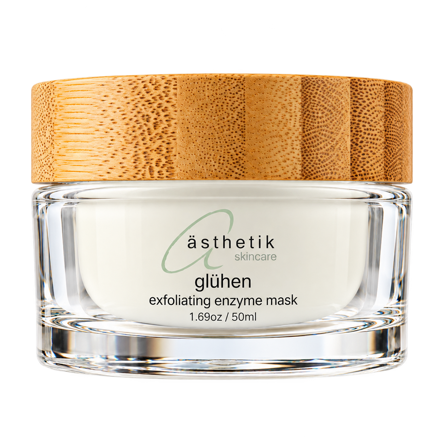 jar of asthetik gluhen exfoliating enzyme mask with bamboo top