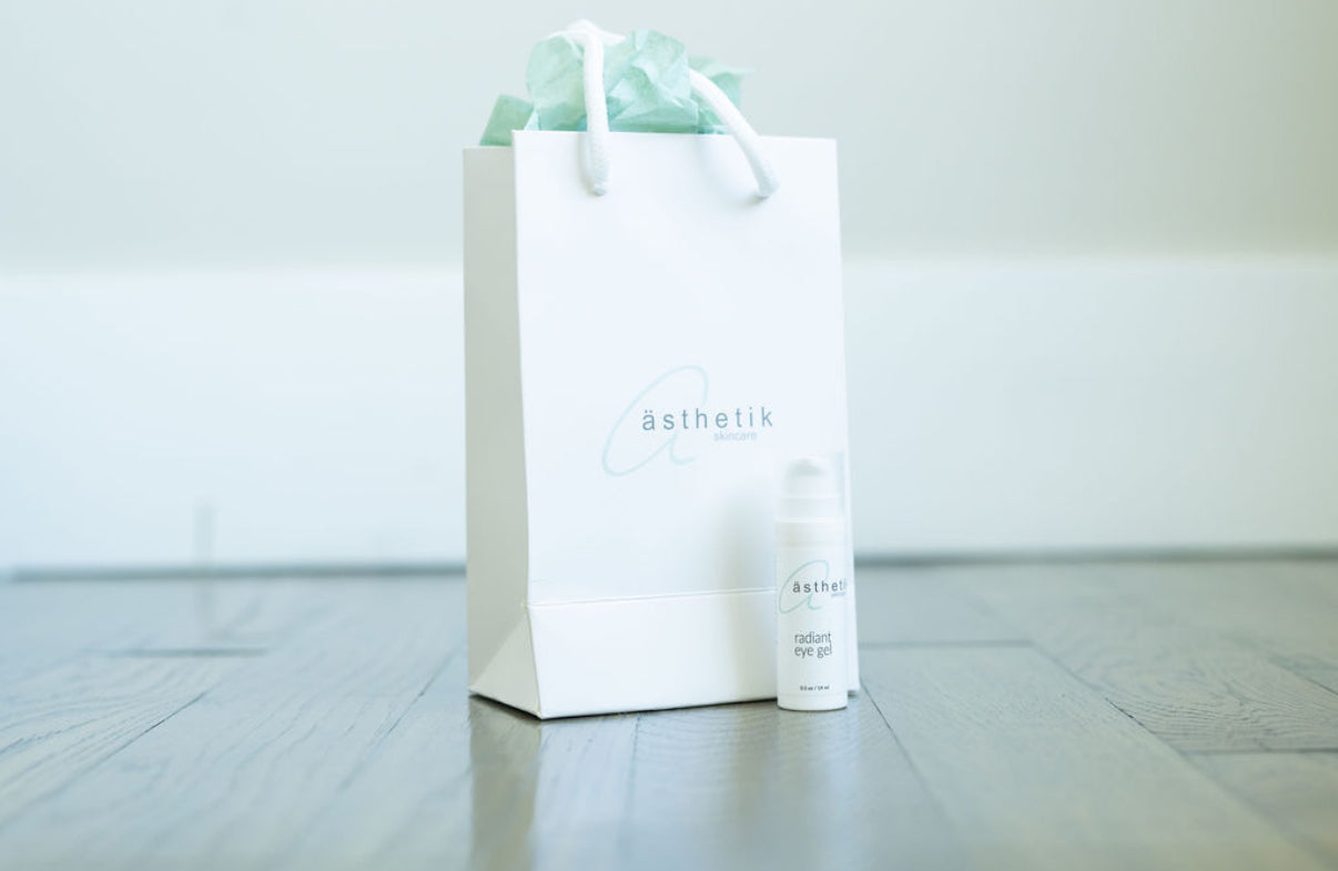 asthetik skincare eye gel cream and gift bag