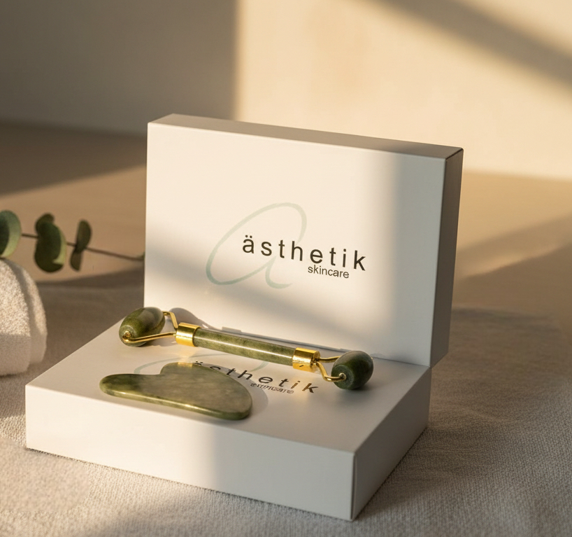 gua sha and jade roller set | facial tools