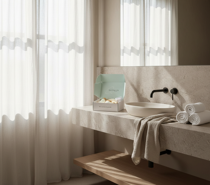 asthetik skincare in luury bathroom