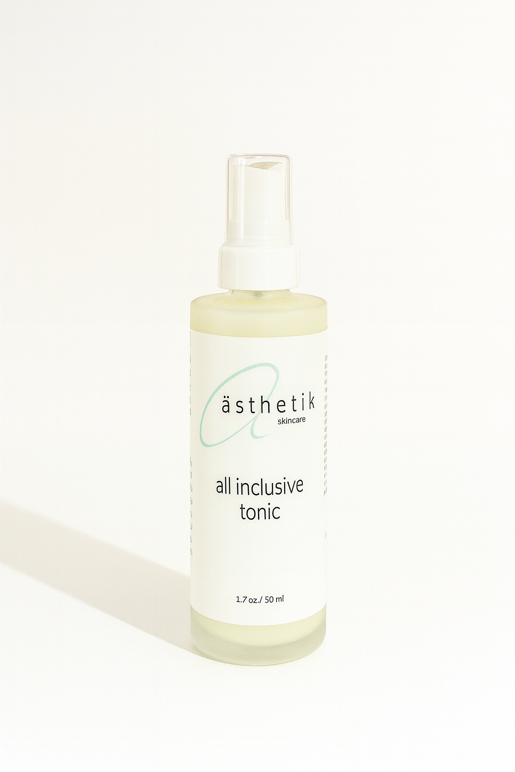 Bottle of 'all inclusive tonic' by asthetik on a white background