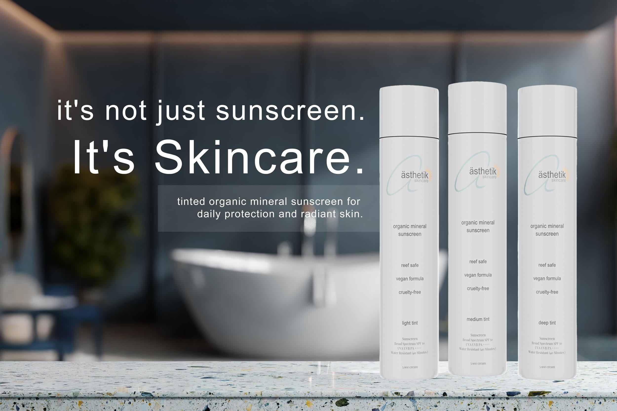 asthetik skincare tinted organic mineral sunscreen spf50