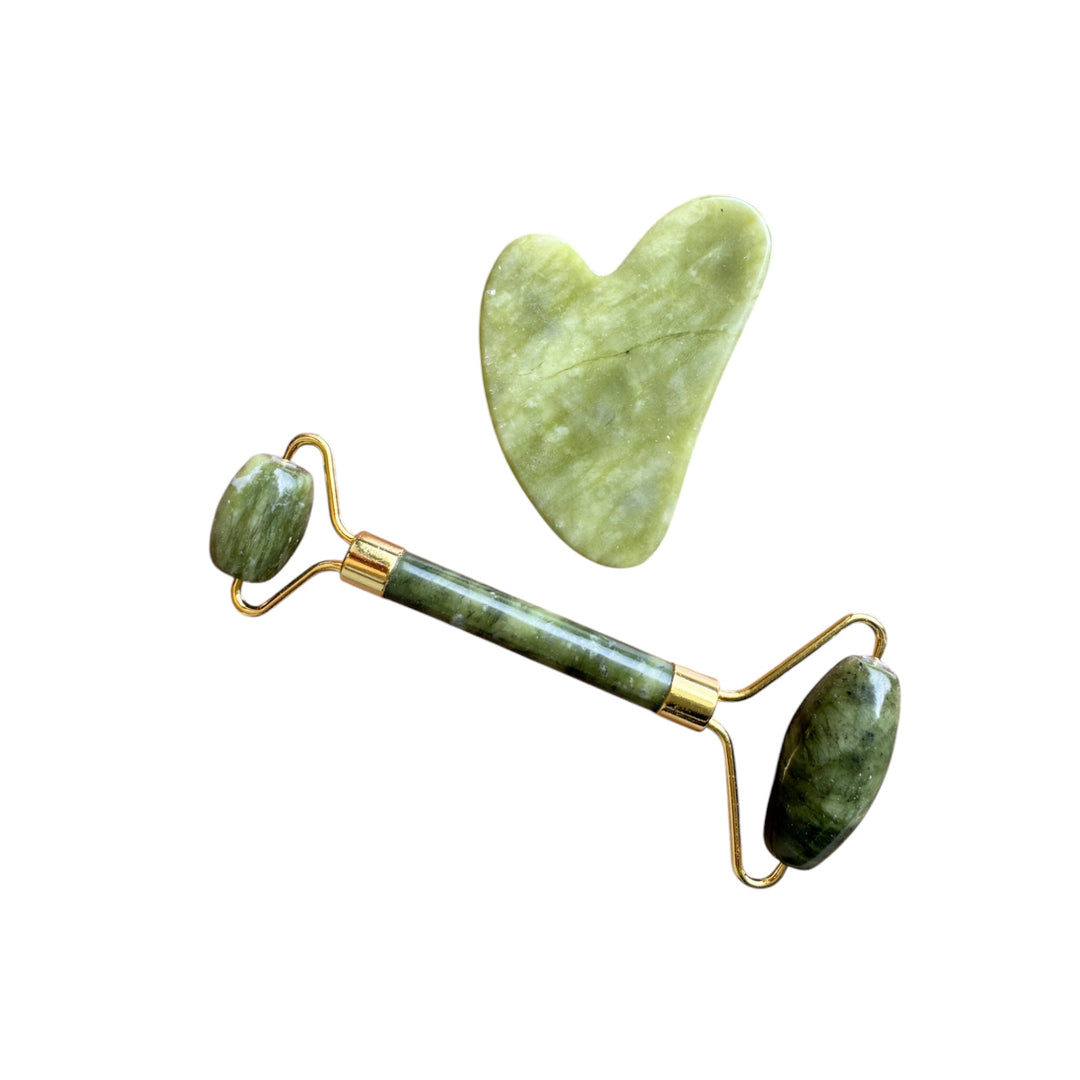 gua sha and jade roller set | facial tools