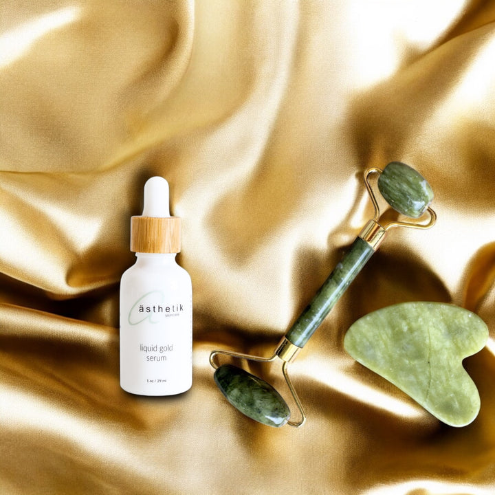 liquid gold serum + FREE gua sha & jade roller set
