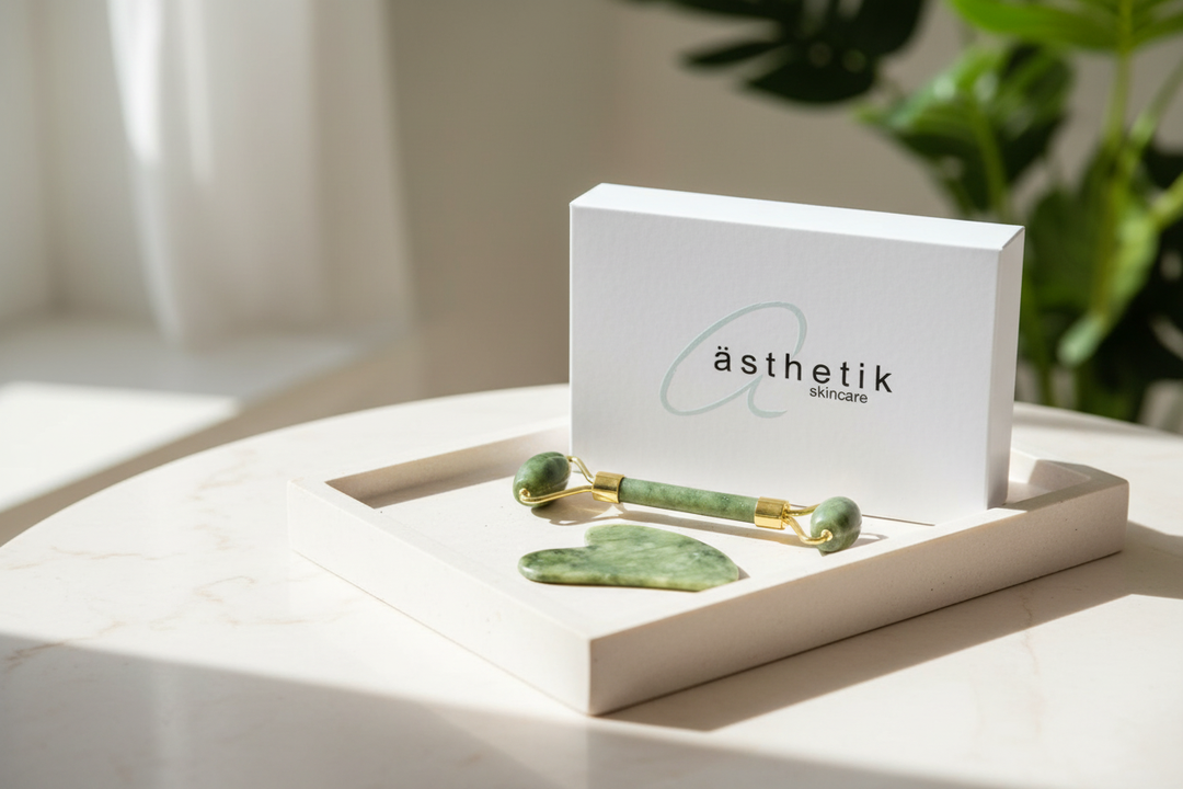 gua sha and jade roller set | facial tools